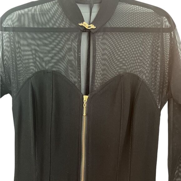 Tower Vintage Jumpsuit Mesh Front and Arm Back Zipper Gold tone Horeshoe Closure - Picture 2 of 12